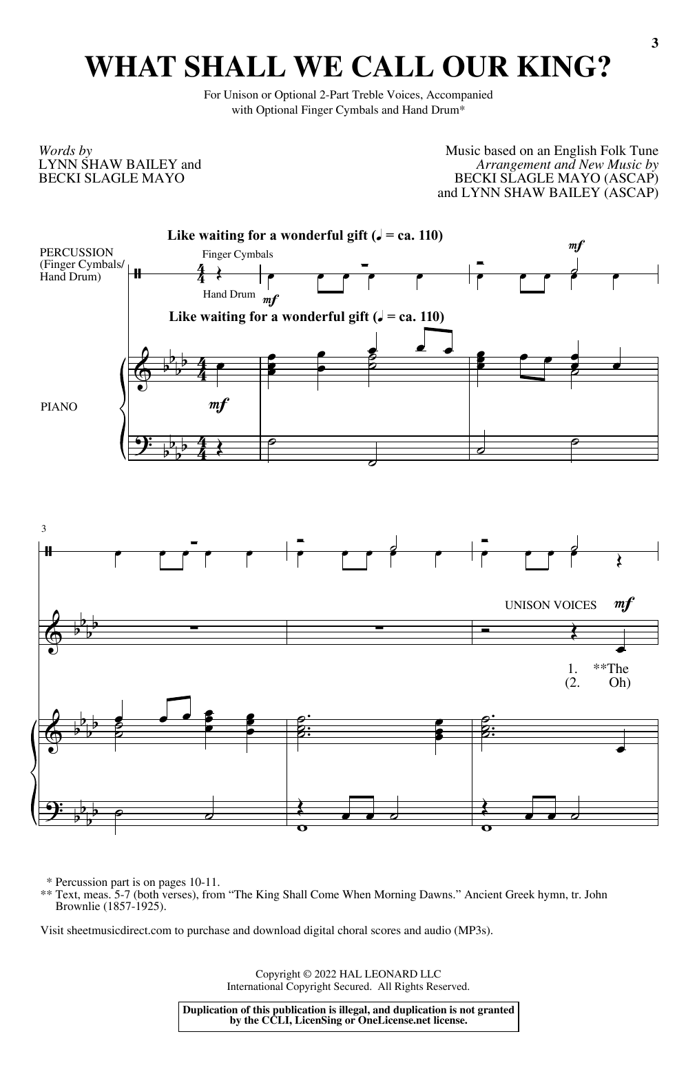 Lynn Shaw Bailey and Becki Slagle Mayo What Shall We Call Our King? sheet music notes and chords arranged for Choir
