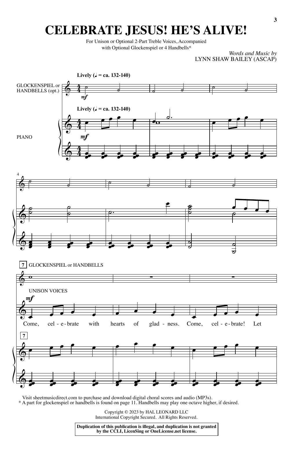 Lynn Shaw Bailey Celebrate Jesus! He's Alive! sheet music notes and chords arranged for Choir