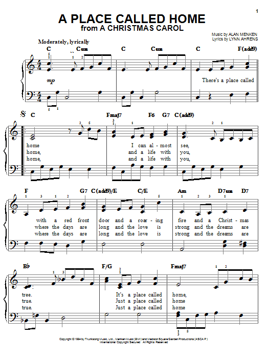 Lynn Ahrens A Place Called Home sheet music notes and chords. Download Printable PDF.