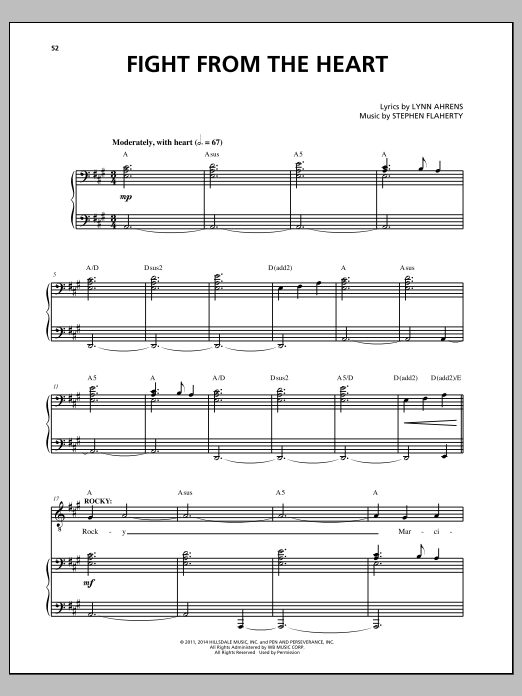 Lynn Ahrens and Stephen Flaherty Fight From The Heart (from the musical Rocky) sheet music notes and chords arranged for Piano & Vocal