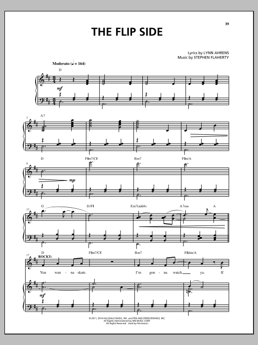 Lynn Ahrens and Stephen Flaherty The Flip Side (from the musical Rocky) sheet music notes and chords arranged for Piano & Vocal