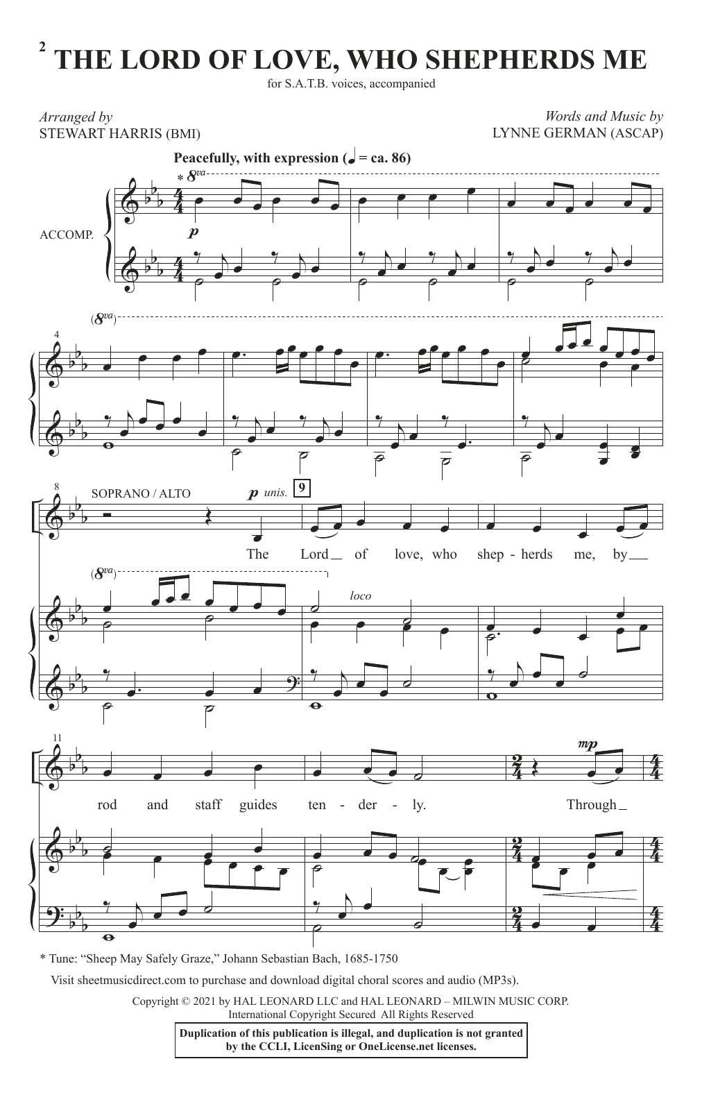 Lynne German The Lord Of Love, Who Shepherds Me (arr. Stewart Harris) sheet music notes and chords arranged for SATB Choir