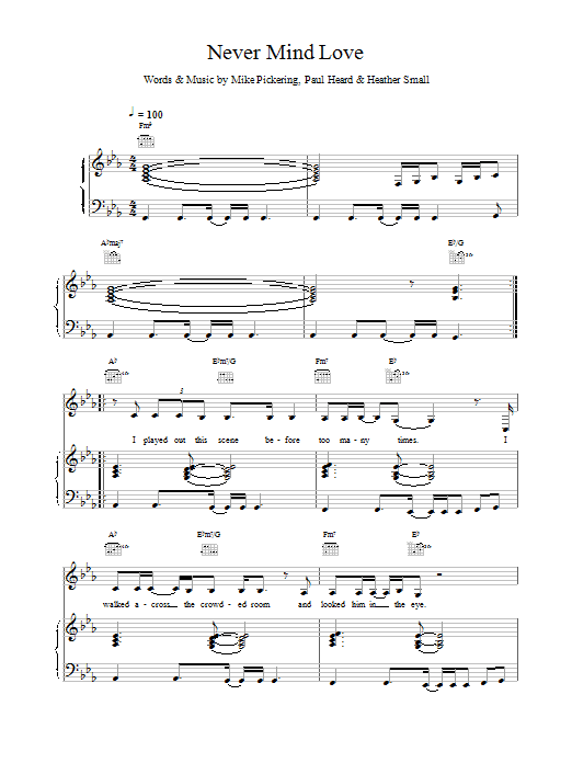 M People Never Mind Love sheet music notes and chords arranged for Piano, Vocal & Guitar Chords