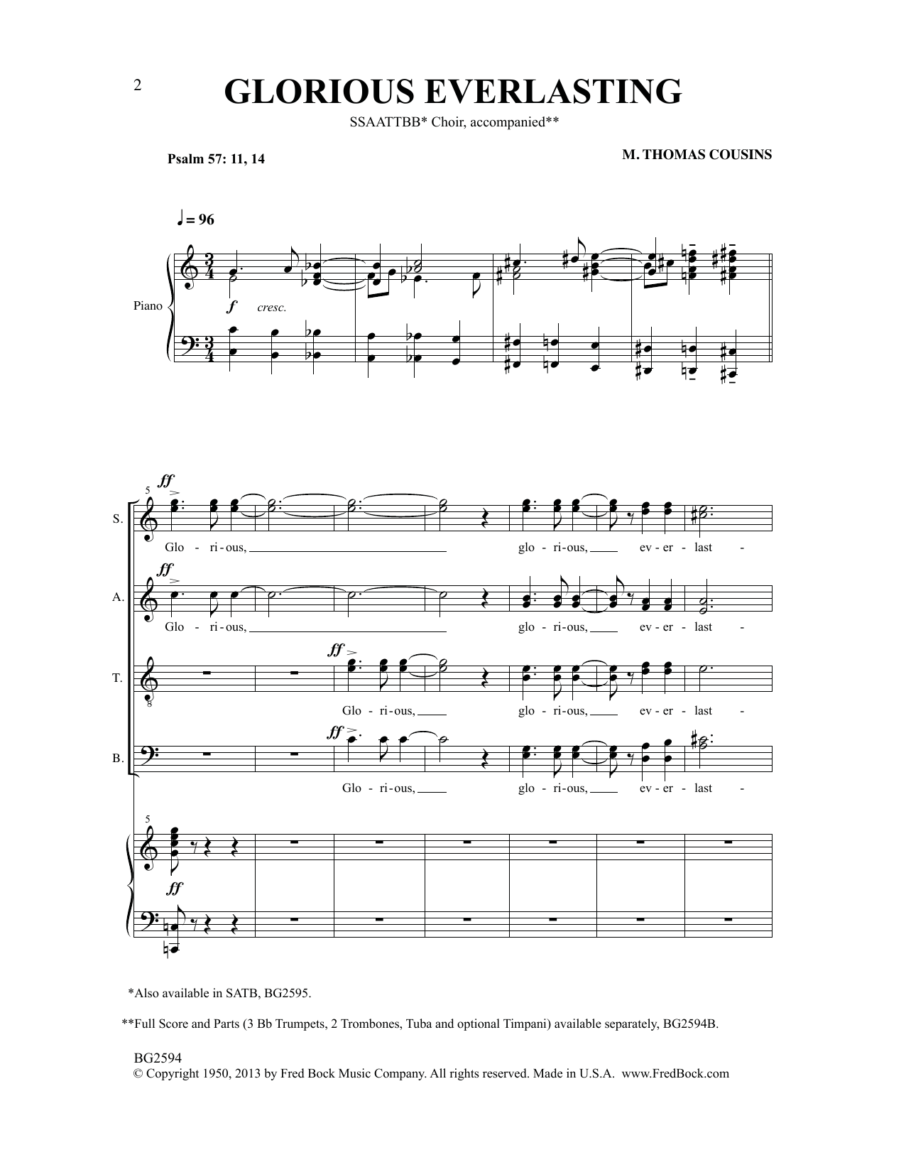 M. Thomas Cousins Glorious Everlasting sheet music notes and chords arranged for SSAATTBB Choir
