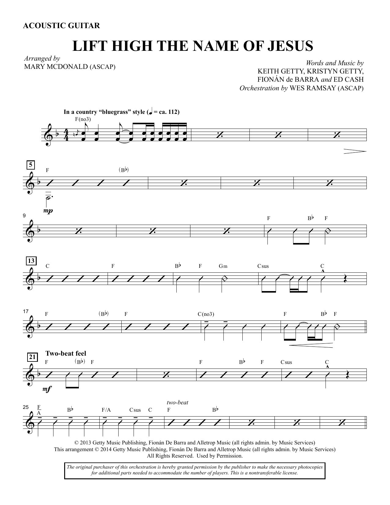 M McDonald Lift High the Name of Jesus - Acoustic Guitar sheet music notes and chords arranged for Choir Instrumental Pak