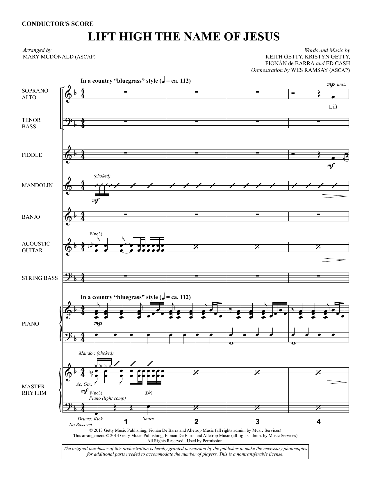 M McDonald Lift High the Name of Jesus - Score sheet music notes and chords arranged for Choir Instrumental Pak