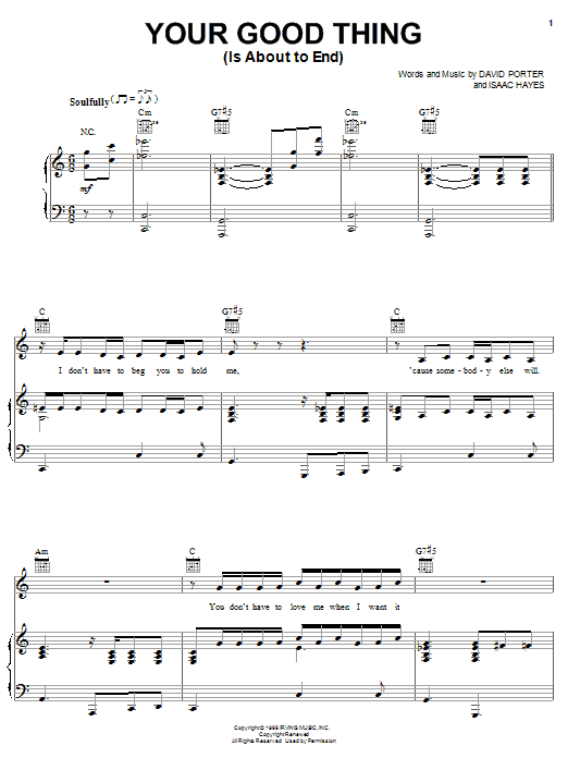 Mable John Your Good Thing (Is About To End) sheet music notes and chords arranged for Piano, Vocal & Guitar Chords (Right-Hand Melody)
