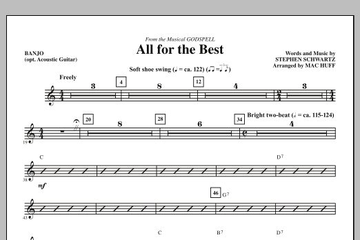 Mac Huff All For The Best - Banjo (opt. Acoustic Guitar) sheet music notes and chords arranged for Choir Instrumental Pak