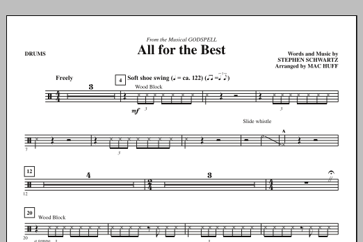 Mac Huff All For The Best - Drums sheet music notes and chords arranged for Choir Instrumental Pak