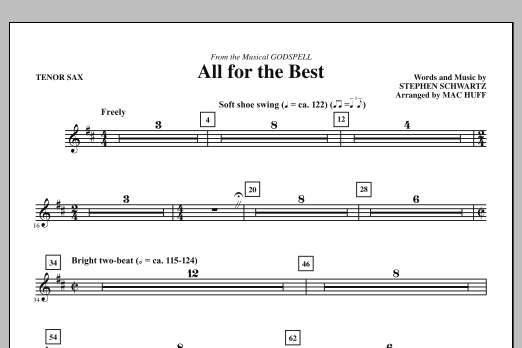 Mac Huff All For The Best - Tenor Sax sheet music notes and chords arranged for Choir Instrumental Pak