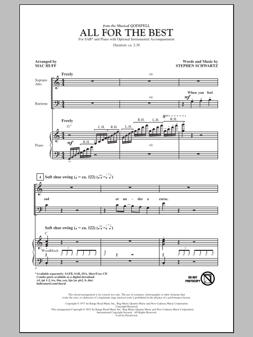 Mac Huff All For The Best sheet music notes and chords arranged for SSA Choir