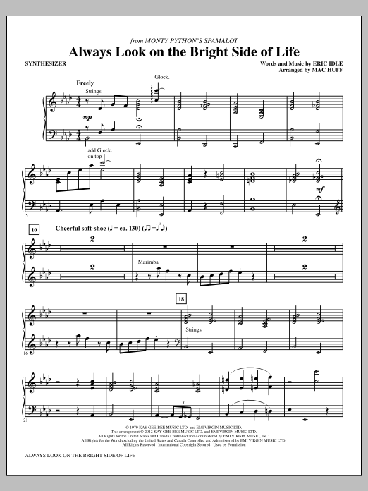Mac Huff Always Look On The Bright Side Of Life - Synthesizer sheet music notes and chords arranged for Choir Instrumental Pak