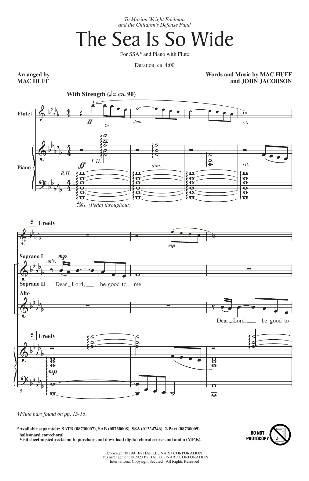 Mac Huff and John Jacobson The Sea Is So Wide (arr. Mac Huff) sheet music notes and chords arranged for SSA Choir