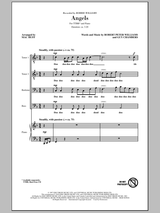 Mac Huff Angels sheet music notes and chords arranged for TTBB Choir