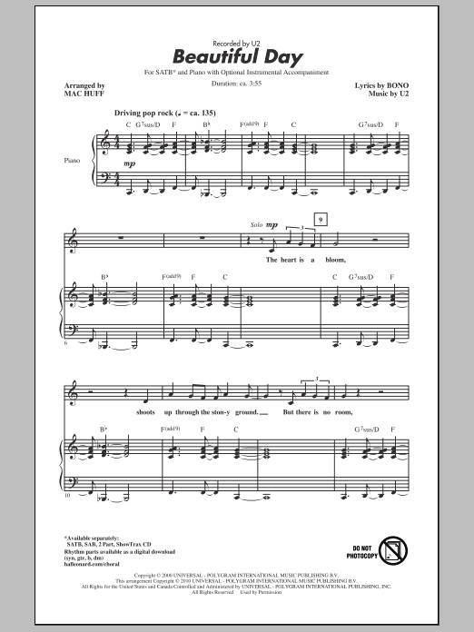 Mac Huff Beautiful Day sheet music notes and chords arranged for 2-Part Choir