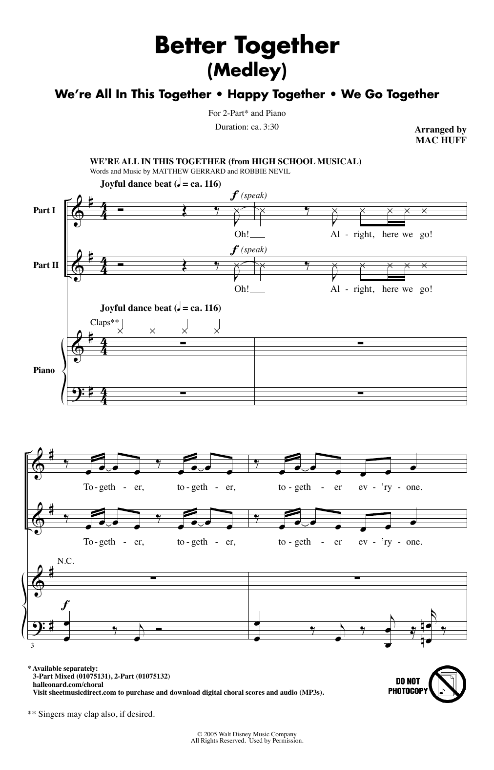Mac Huff Better Together (Medley) sheet music notes and chords arranged for 3-Part Mixed Choir