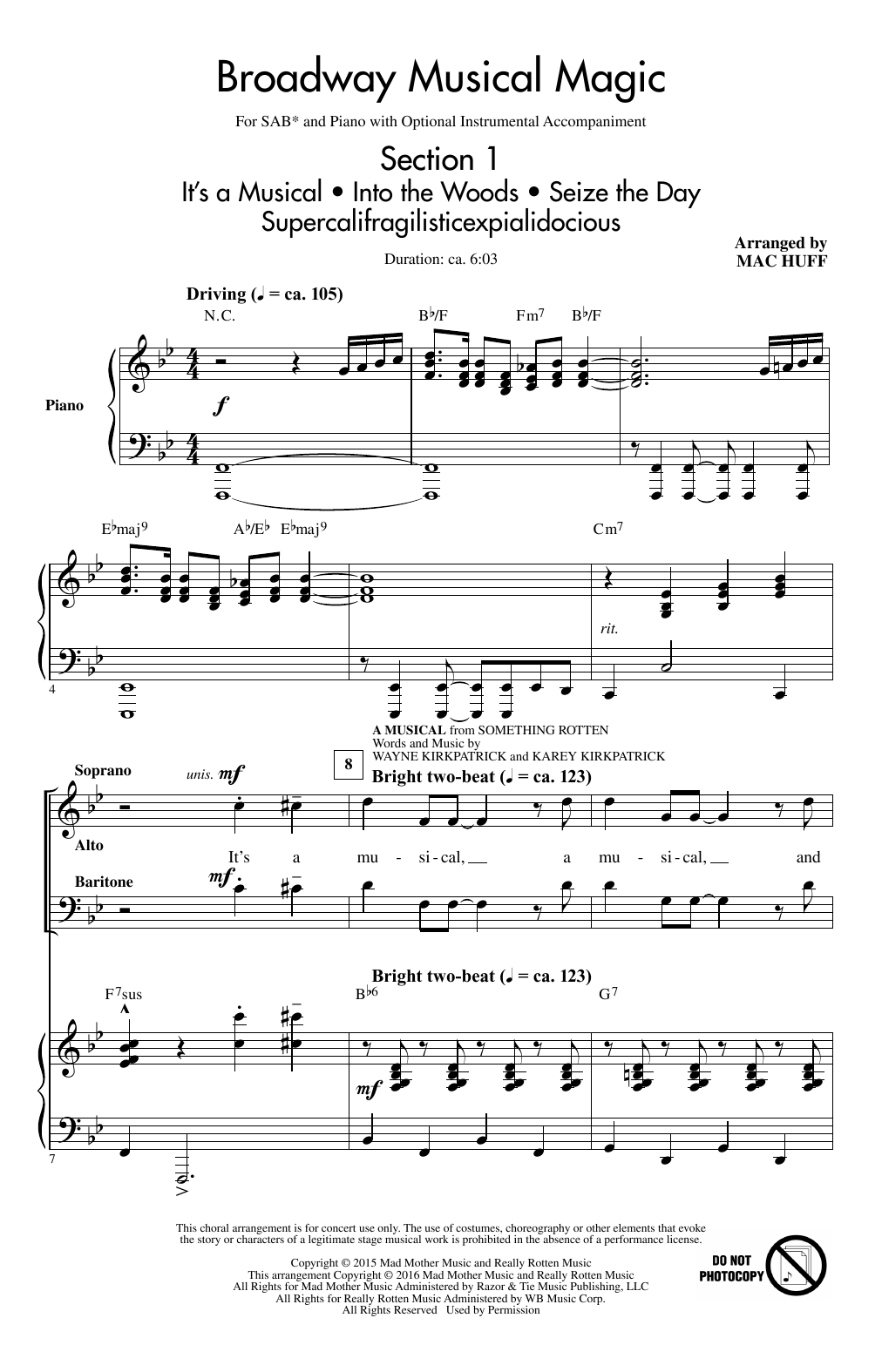 Mac Huff Broadway Musical Magic sheet music notes and chords arranged for SAB Choir