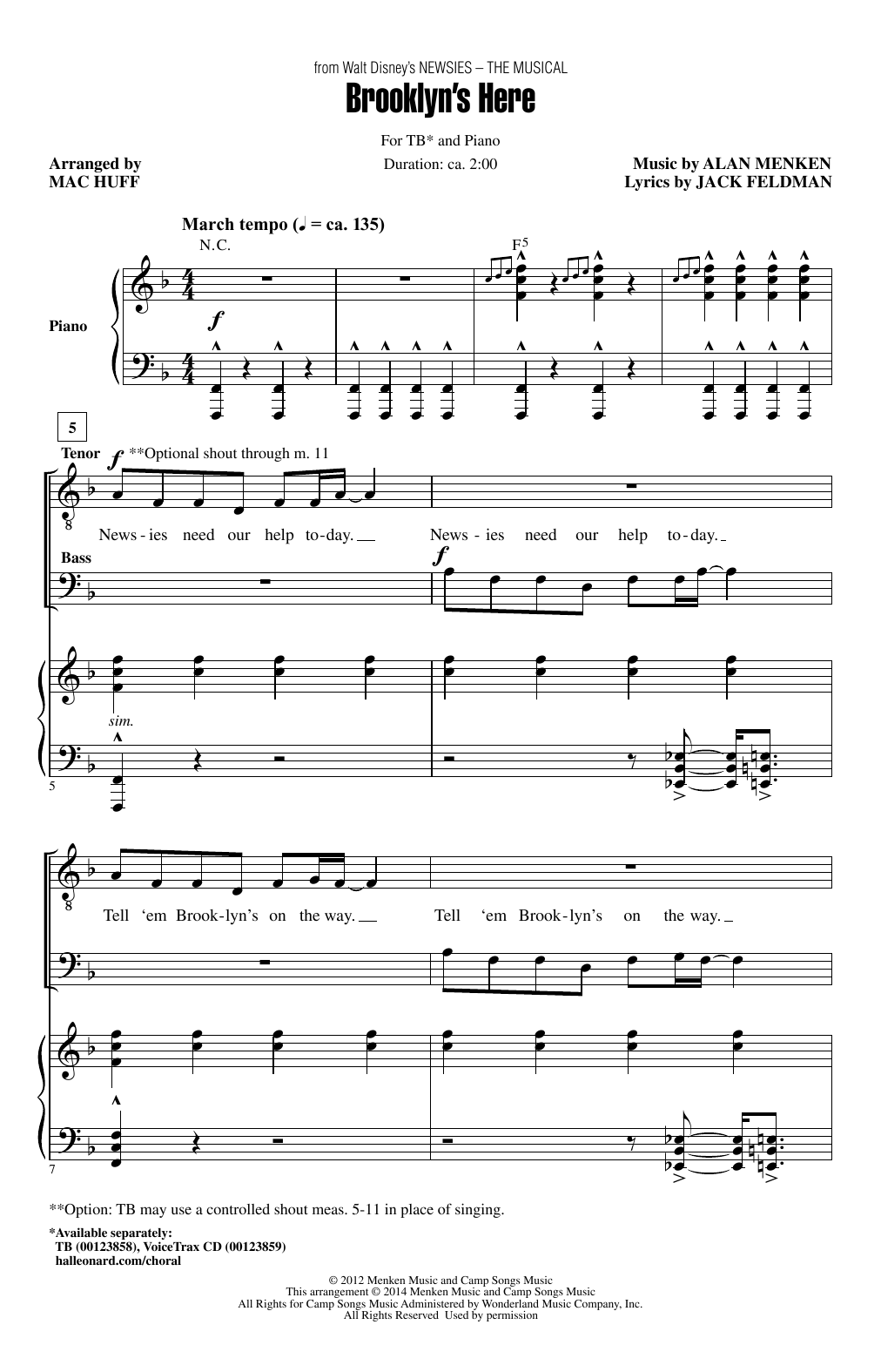 Mac Huff Brooklyn's Here sheet music notes and chords arranged for TB Choir