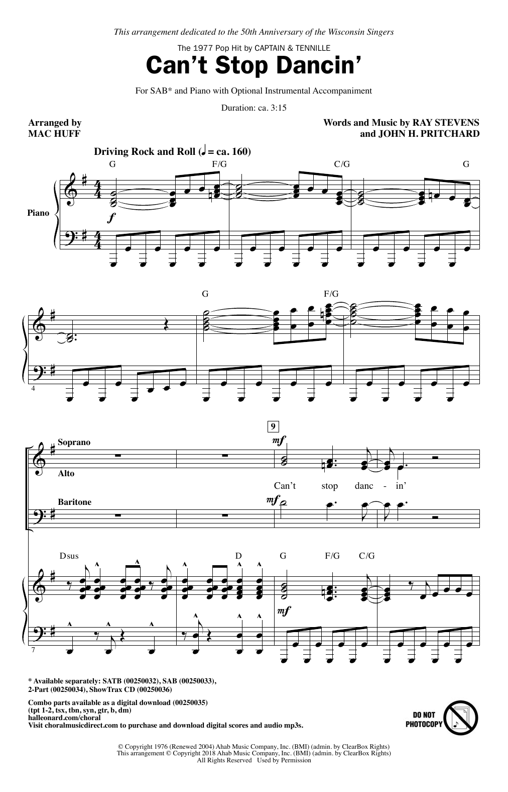 Mac Huff Can't Stop Dancin' sheet music notes and chords arranged for 2-Part Choir