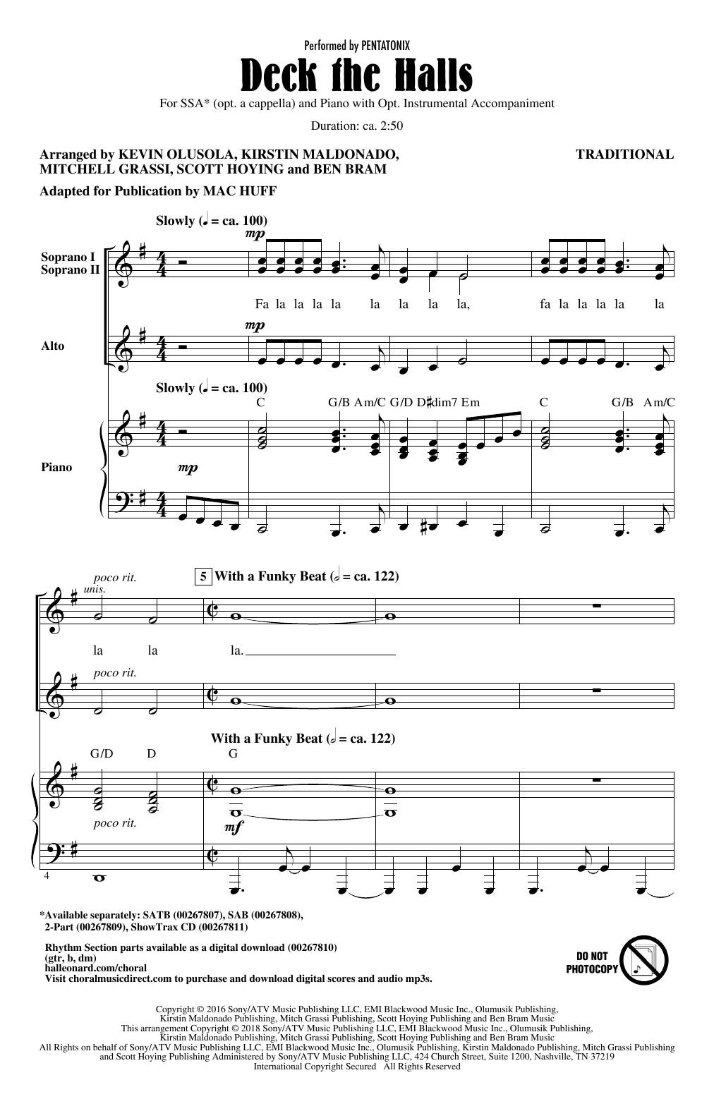 Mac Huff Deck The Halls sheet music notes and chords arranged for SATB Choir