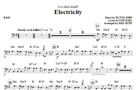 Mac Huff Electricity (from Billy Elliot) - Bass sheet music notes and chords arranged for Choir Instrumental Pak