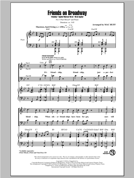 Mac Huff Friends on Broadway sheet music notes and chords arranged for 2-Part Choir