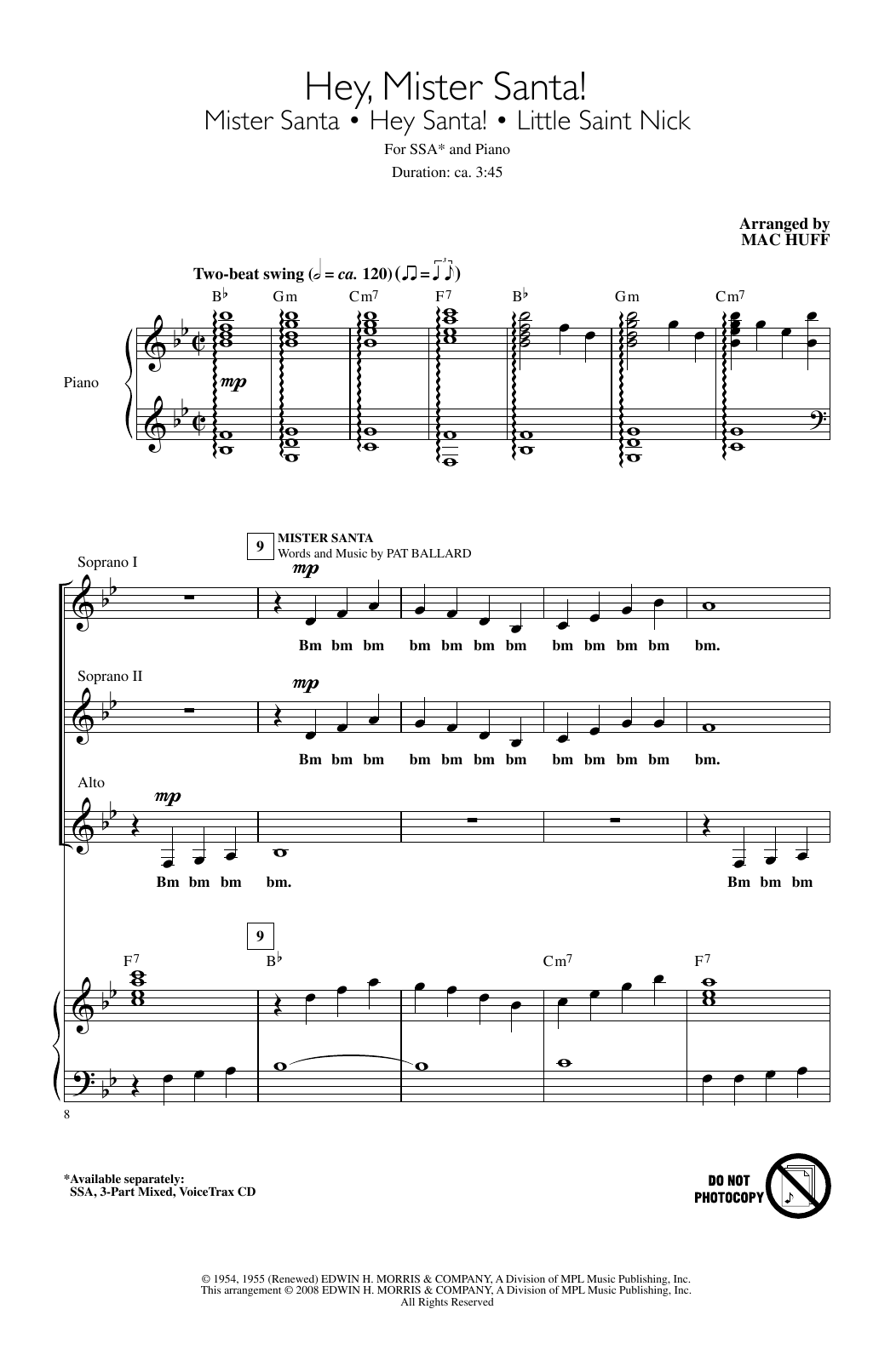 Mac Huff Hey Santa! sheet music notes and chords arranged for 3-Part Mixed Choir