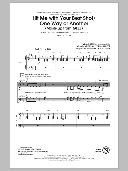 Mac Huff Hit Me With Your Best Shot / One Way Or Another sheet music notes and chords arranged for SATB Choir
