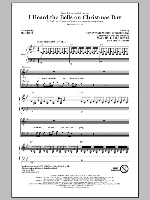 Mac Huff I Heard The Bells On Christmas Day sheet music notes and chords arranged for 2-Part Choir