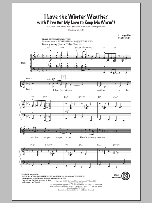 Mac Huff I Love The Winter Weather sheet music notes and chords arranged for SATB Choir