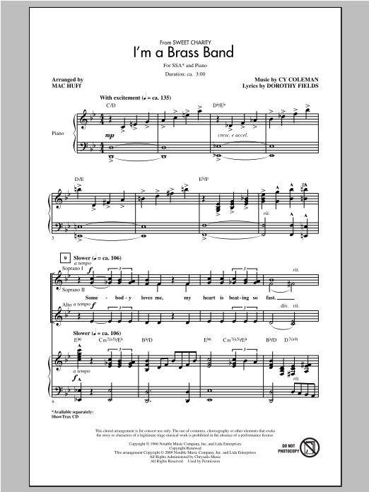 Mac Huff I'm A Brass Band (from Sweet Charity) sheet music notes and chords arranged for SSA Choir