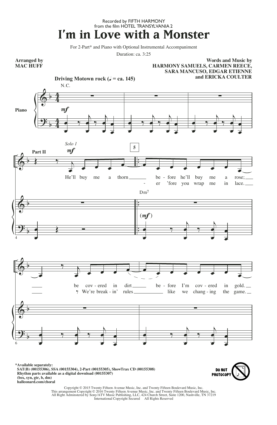 Mac Huff I'm In Love With A Monster sheet music notes and chords arranged for SATB Choir