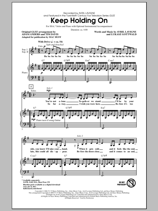 Mac Huff Keep Holding On sheet music notes and chords arranged for SATB Choir