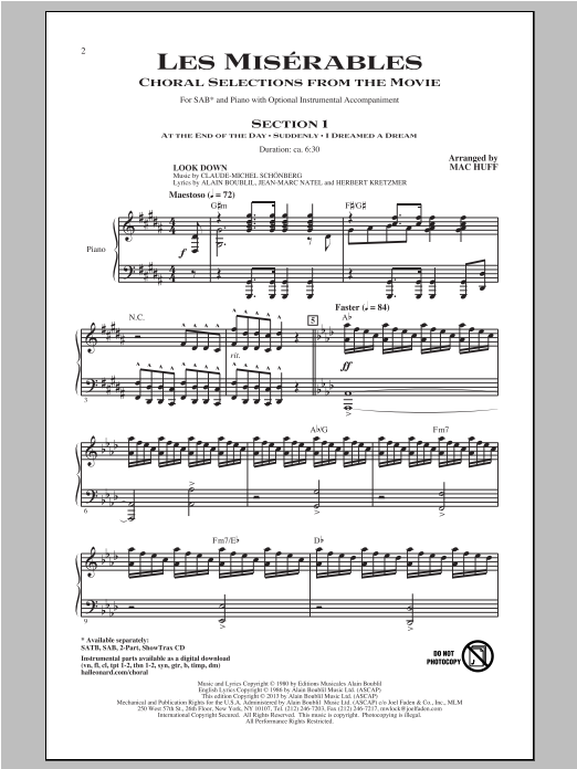 Mac Huff Les Miserables (Choral Selections From The Movie) sheet music notes and chords arranged for SAB Choir