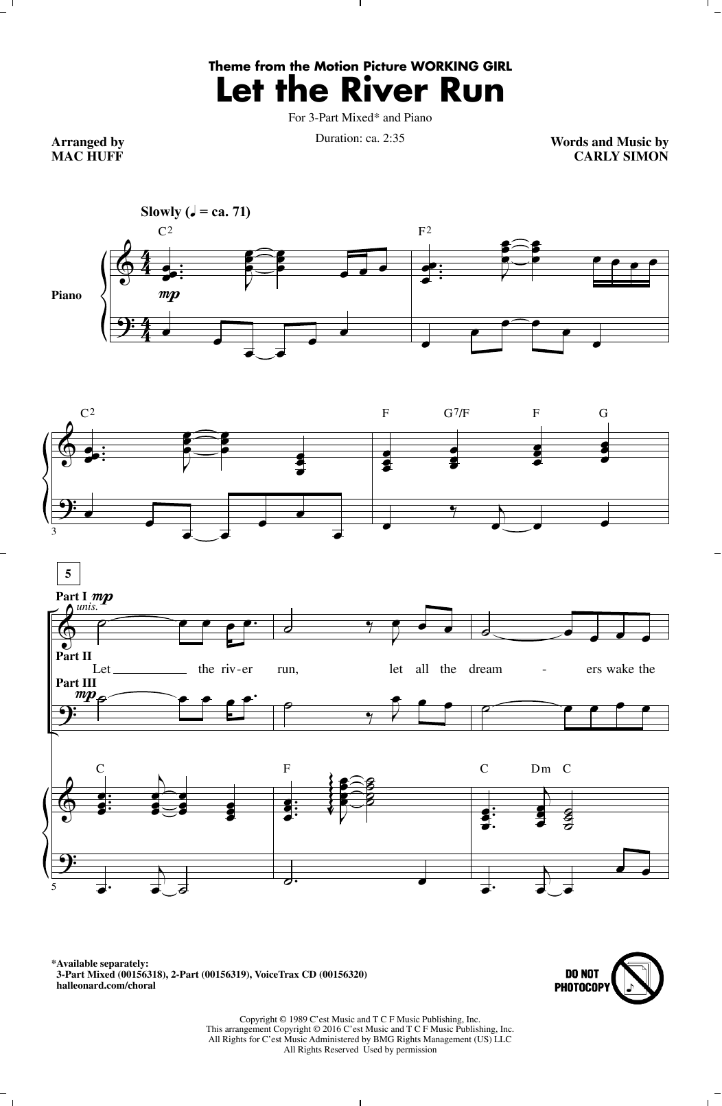 Mac Huff Let The River Run sheet music notes and chords arranged for 3-Part Mixed Choir