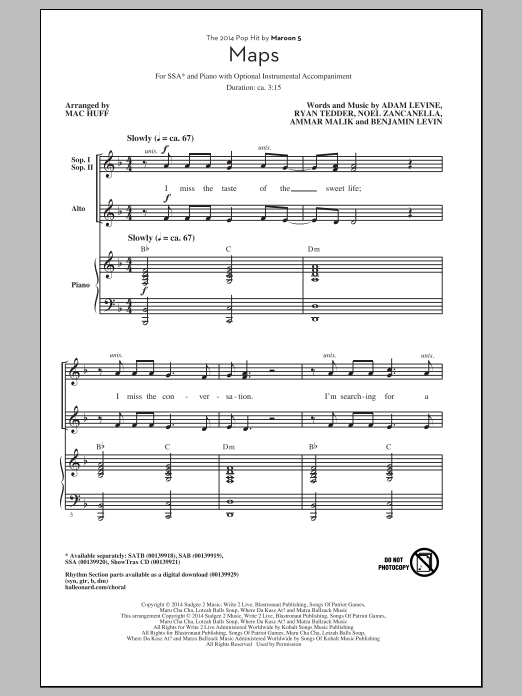 Mac Huff Maps sheet music notes and chords arranged for SATB Choir