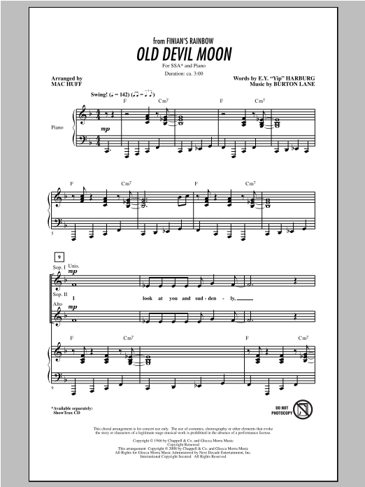 Mac Huff Old Devil Moon sheet music notes and chords arranged for SAB Choir
