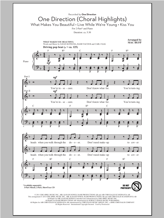 Mac Huff One Direction (Choral Highlights) sheet music notes and chords arranged for 3-Part Mixed Choir