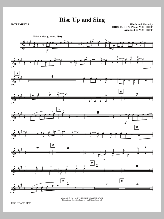 Mac Huff Rise Up And Sing - Bb Trumpet 1 sheet music notes and chords arranged for Choir Instrumental Pak