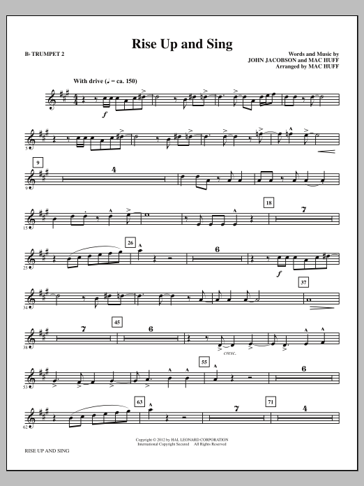 Mac Huff Rise Up And Sing - Bb Trumpet 2 sheet music notes and chords arranged for Choir Instrumental Pak