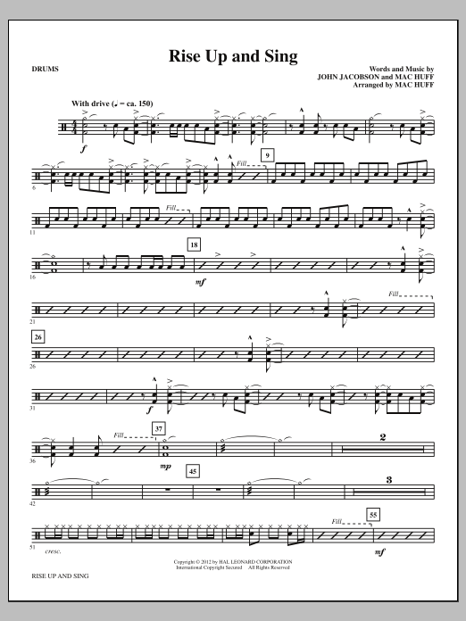 Mac Huff Rise Up And Sing - Drums sheet music notes and chords arranged for Choir Instrumental Pak