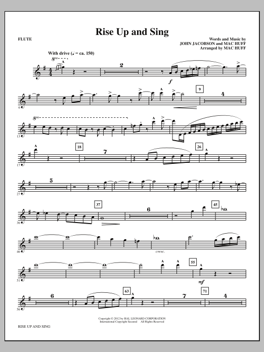 Mac Huff Rise Up And Sing - Flute sheet music notes and chords arranged for Choir Instrumental Pak