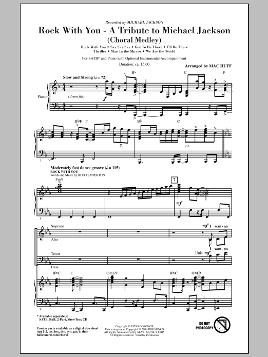 Mac Huff Rock With You - A Tribute to Michael Jackson (Medley) sheet music notes and chords arranged for SATB Choir