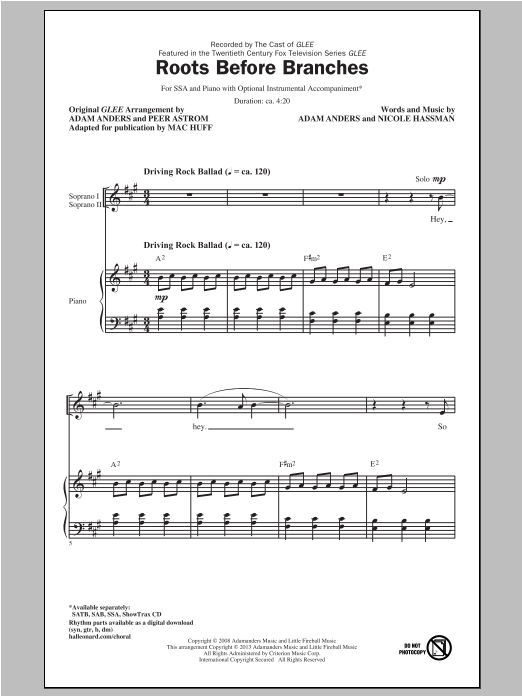Mac Huff Roots Before Branches sheet music notes and chords arranged for SSA Choir