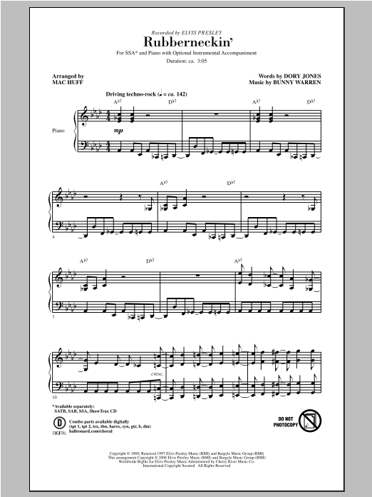 Mac Huff Rubberneckin' sheet music notes and chords arranged for SSA Choir