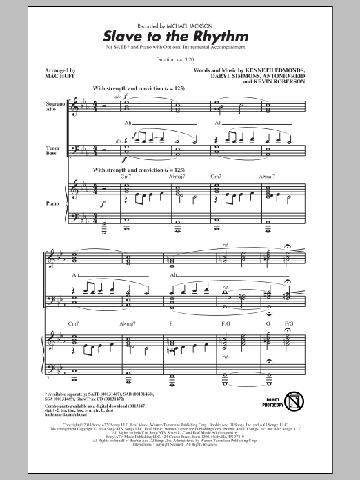 Mac Huff Slave To The Rhythm sheet music notes and chords arranged for SSA Choir