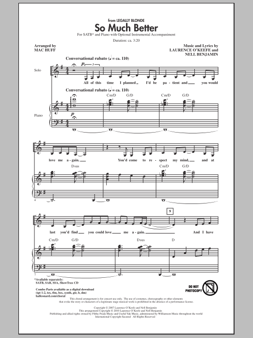Mac Huff So Much Better (from Legally Blonde) sheet music notes and chords arranged for SSA Choir