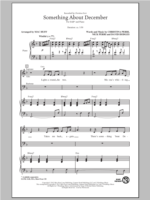 Mac Huff Something About December sheet music notes and chords arranged for SSA Choir