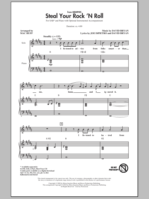 Mac Huff Steal Your Rock 'N Roll sheet music notes and chords arranged for 2-Part Choir