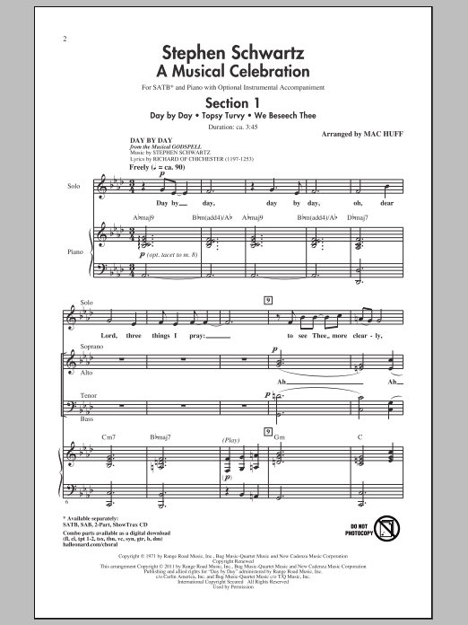 Mac Huff Stephen Schwartz: A Musical Celebration (Medley) sheet music notes and chords arranged for 2-Part Choir